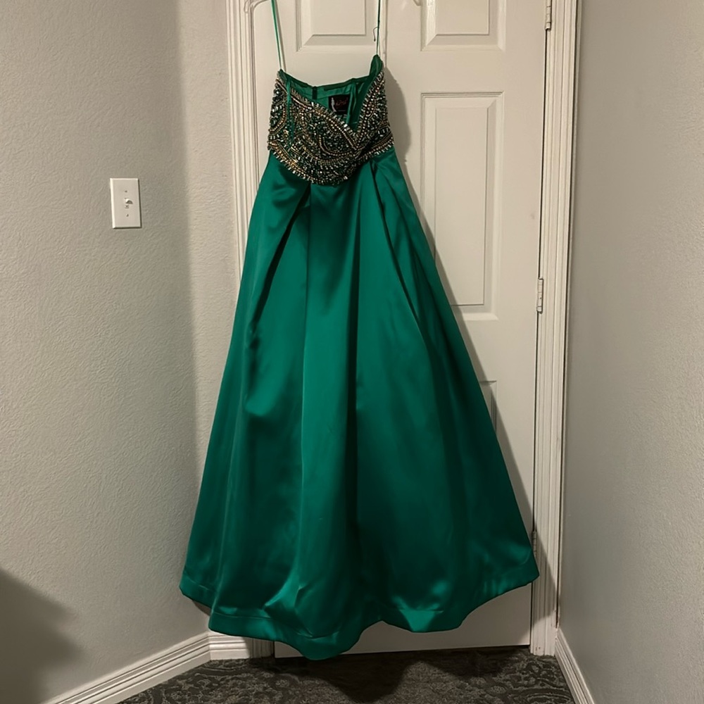 Green, strapless prom dress, size 12
